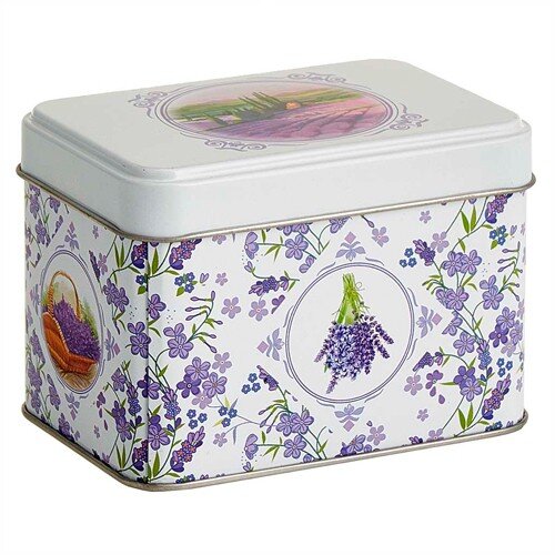 563616-РСВ (в уп.12шт.) - Банка жестяная 0,4л, с д [01110626] 563616-РСВ (в уп.12шт.) - Банка жестяная 0,4л, с декоративным покрытием для хранения чая, специй, сыпучих продуктов Лаванда 4 П67*98h69v040-02045