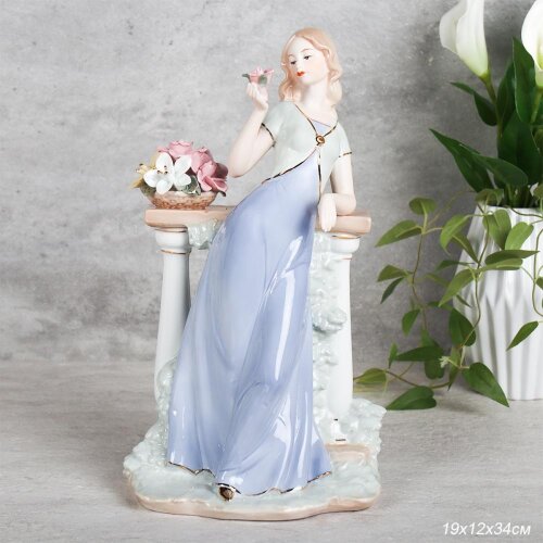 722674 (в уп.12шт.) - Статуэтка Дама 19х12х34см. / [01110763] 722674 (в уп.12шт.) - Статуэтка Дама 19х12х34см. / HW-20 /, материал: фарфор.