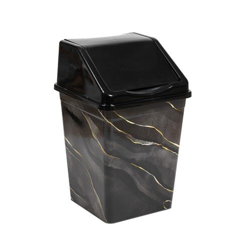 519696-РСВ (в уп.10шт.) - Ведро с подвижной крышко [01110058] 519696-РСВ (в уп.10шт.) - Ведро с подвижной крышкой 10л, квадратное с декором "Черный Мрамор" 941057 Виолет