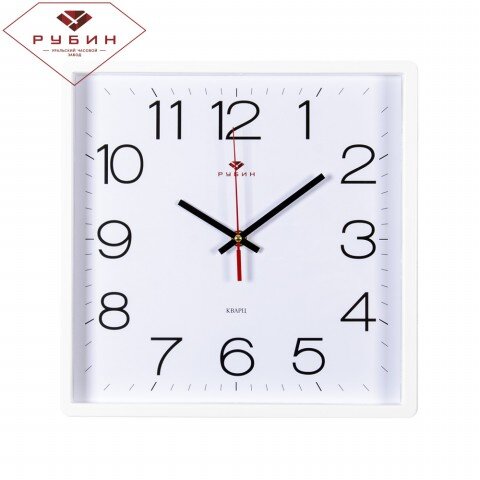 3028-141W Бел. (в кор.10шт.) - Часы настен.квадрат [01079567] 3028-141W Бел. (в кор.10шт.) - Часы настен.квадрат."Классика"Рубин", размер: 30х30х4см, материал: пластмасса, стекло, металл, кварц.мех.с плавным ходом