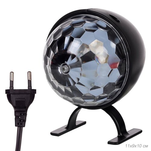 694744 (в уп.50шт.) - Проектор диско-шар горизонта [01108022] 694744 (в уп.50шт.) - Проектор диско-шар горизонтальный вращающийся, LED/XX-52/ свечение красный-зеленый-синий 3Вт, степень защиты IP22, питание 220 V, провод 95см, материал: пластик, металл.