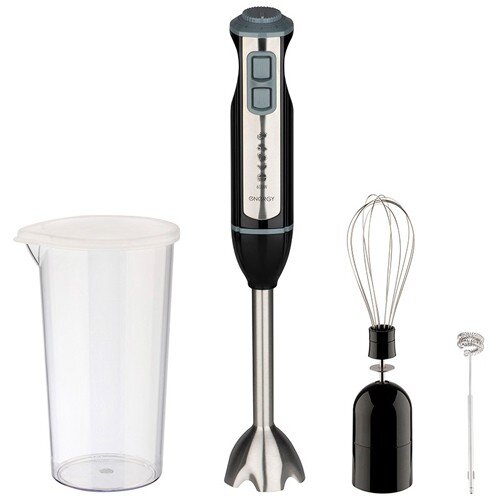 560356-РСВ (в уп.1шт.) - Блендер погружной Energy [01110331] 560356-РСВ (в уп.1шт.) - Блендер погружной Energy EN-133, мощность 600Вт, 2 скорости арт.107180, металлическая насадка блендер, стакан для смешивания 600мл с крышкой, венчик, вспениватель молока.