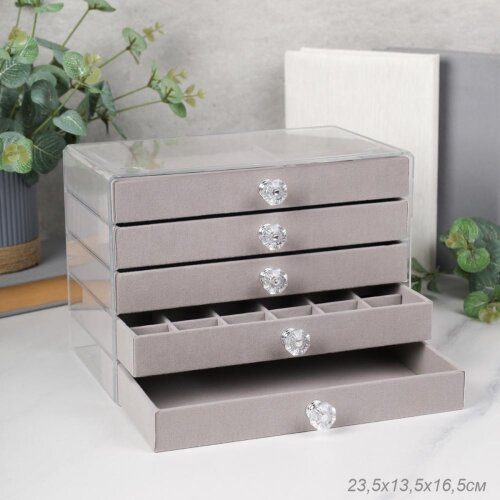 753724 (в уп.24шт.) - Шкатулка акриловая 5 слоев с [01111577] 753724 (в уп.24шт.) - Шкатулка акриловая 5 слоев серая 23,5х13,5х16,5см.    /XY2844-6/, материал: пластик.