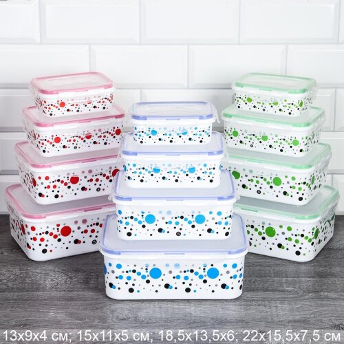 730227 (в уп.48шт.) - Салатник прямоугольный 4шт. [01109894] 730227 (в уп.48шт.) - Салатник прямоугольный 4шт. с крышками. (13х9х4см, 15х11х5см, 18,5х13,56см, 22х15,5х7,5см.) / ZH-049 /, материал: пластик.