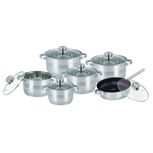 BH-1275NTF (в уп.1наб.) - Набор посуды 12пр. Bohma [01107949] BH-1275NTF (в уп.1наб.) - Набор посуды 12пр. Bohmann BH-1275NTF (Кастрюли с крышками -5шт. 1,9л, 2,6, 3,6л, 6,3л, 7,7л, сковорода с крышкой -1шт. 3,4л. (2,4см.), материал: нержавеющая сталь 18/10.