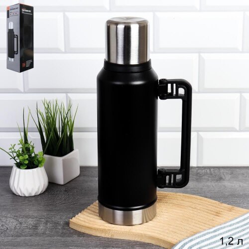 750268 (в уп.24шт.) - Термос 1,2л со складной ручк [01111450] 750268 (в уп.24шт.) - Термос 1,2л со складной ручкой / STB-268 / Черный, материал: металл.