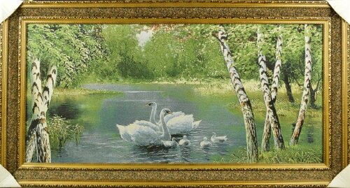 60*120 06 М/Р &quot;Лебединая семья №2&quot; Картина гобелен [01084811] 60*120 06 М/Р "Лебединая семья №2" Картина гобелен