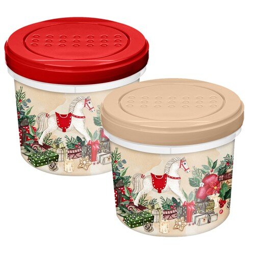 560409-РСВ (в уп.12шт.) - Банка с завинчивающейся [01110343] 560409-РСВ (в уп.12шт.) - Банка с завинчивающейся крышкой 0,7л с декором "Новогодние Игрушки" Homver 1379