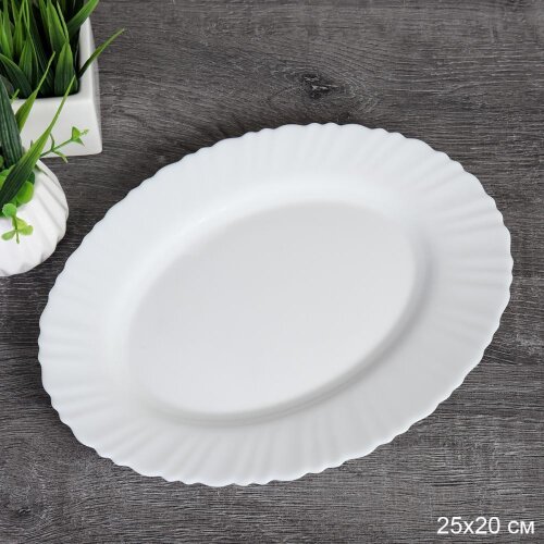 745648 (в уп.48шт.) - Блюдо овальное 250мм Классик [01111820] 745648 (в уп.48шт.) - Блюдо овальное 250мм Классика / WQH100 (white) /, материал: стеклокерамика.