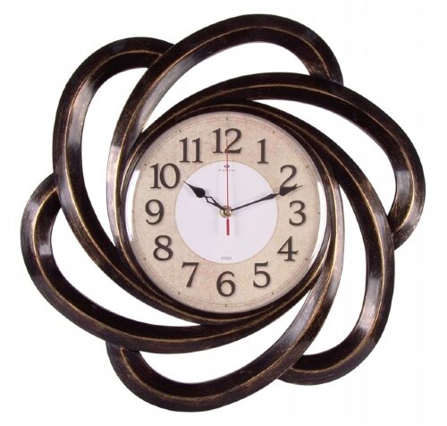 4722-002 (10) Часы настенные круг ажурный d=45,5 с [01108912] 4722-002 (10) Часы настенные круг ажурный d=45,5 см, корпус черный с медью "Классика" "Рубин"