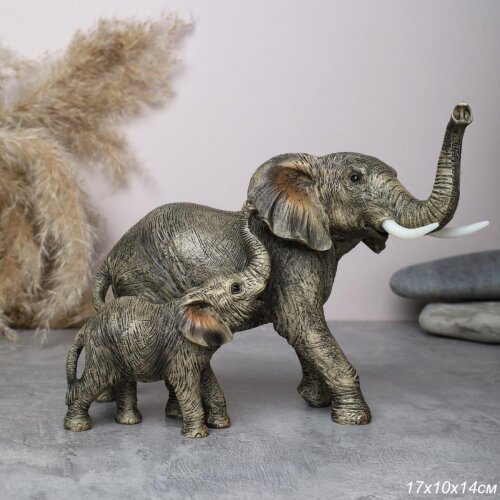746203 (в уп.16шт.) - Фигурка Слоны 17х14см / YX63 [01111054] 746203 (в уп.16шт.) - Фигурка Слоны 17х14см / YX63028 /, материал: полистоун.