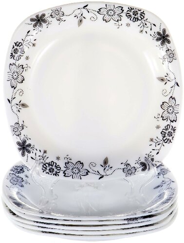 JY-S-SFP75-08 (в уп.8наб.) - Набор 6 мелк.тарелок [01093702] JY-S-SFP75-08 (в уп.8наб.) - Набор 6 мелк.тарелок 190мм. "Чёрные цветы", форма - квадрат.