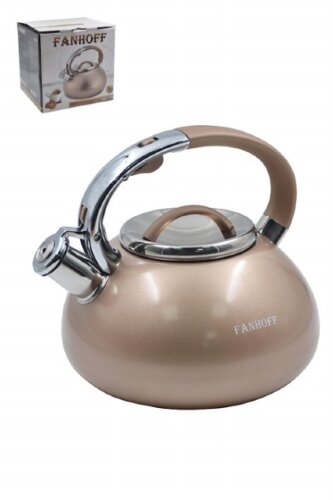 FH-69691 (в уп.6шт.) - Чайник с  крышкой 3л. Gold, [01106990] FH-69691 (в уп.6шт.) - Чайник с  крышкой 3л. Gold, материал: нержавеющая сталь, толщина стенки корпуса - 0,6мм, диаметр дна - 19см.