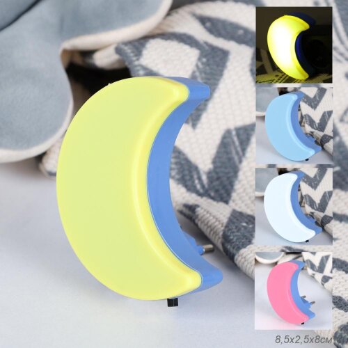 729988 (в уп.120шт.) - Светильник ночник в розетку [01107375] 729988 (в уп.120шт.) - Светильник ночник в розетку Месяц /CW415-77/, материал: пластик.