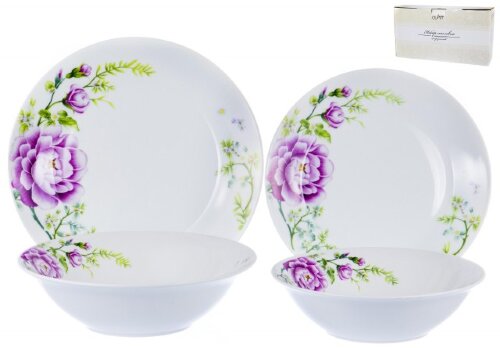 103-02035 (в уп.2наб.) - Набор столовый 19пр., 6 м [01083396] 103-02035 (в уп.2наб.) - Набор столовый 19пр., 6 мелких тарелок 200мм + 6 мелких тарелок 230мм + 6 салатников 750мл + салатник 1100мл, декор - цветочный, подарочная упаковка, материал: фарфор.