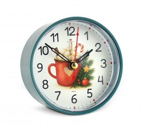 В7-030 (40)  Будильник кварц, корпус зеленый &quot; Нов [01110417] В7-030 (40)  Будильник кварц, корпус зеленый " Новогодний напиток"