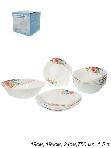 666525 (в кор.2наб.) - Столовый набор 13пр.квадрат [01095952] 666525 (в кор.2наб.) - Столовый набор 13пр.квадратный W/13/87595/XN (7003)/ (6 суп.тарел.19см, 6 плоских тарел. 21см, 1 салатник 24см.)