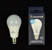 15W E27 A60 6500K 220V пластик+алюм.  Включай [01084480]