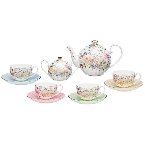 760-690 (в уп.6наб.) - Акция Чайный сервиз 10пр. н [01049629] 760-690 (в уп.6наб.) - Акция Чайный сервиз 10пр. на 4 персоны LEFARD "Времена года" MIX в подар. упаковке. (Чайник 1200мл, сахарница 400мл,  4 чашки 250мл, 4 блюдца.), материал: тонкостенный фарфор.