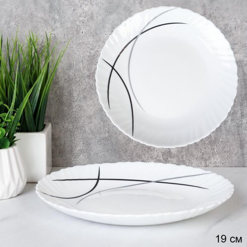 734607 (в уп.12шт.) - Тарелка 190мм, набор 6шт. По [01109104] 734607 (в уп.12шт.) - Тарелка 190мм, набор 6шт. Полосы классика /LHP-75 (7267-2)/, материал: стеклокерамика.