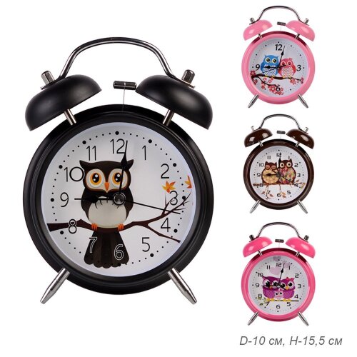 655432 (в уп.50шт.) - Будильник Совы H=15,5см, D=1 [01105759] 655432 (в уп.50шт.) - Будильник Совы H=15,5см, D=10см. MIX / 6040-5 /, материал: металл, стекло.