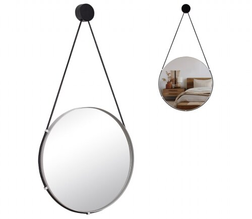 4005-Z2 (1) Зеркало интерьерное настенное в кругло [01107411] 4005-Z2 (1) Зеркало интерьерное настенное в круглом корпусе из металла с ремешком d=40,3 см, белый Рубин