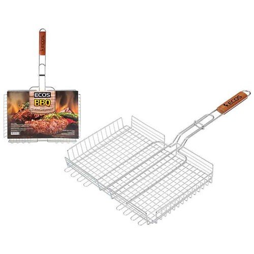 323093-РСВ (в уп.1шт.) - Решетка для барбекю ECOS [01109860] 323093-РСВ (в уп.1шт.) - Решетка для барбекю ECOS RD-103D (глубокая, регул. глубина, арт.999612, размеры: 40х27х5см, длина 62см, материал: хромированная сталь, деревянная ручка.