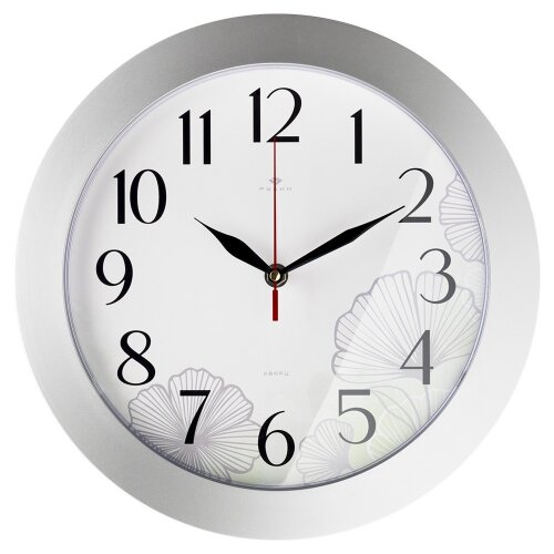 3125-016 (в кор.10шт.) - Часы настенные круг d=31с [01110395] 3125-016 (в кор.10шт.) - Часы настенные круг d=31см, корпус серебряный "Флора", Рубин