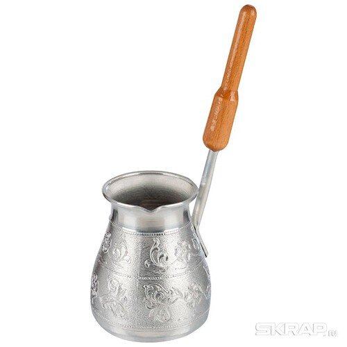 560046-РСВ (в уп.1шт.) - Турка алюминиевая "Утро В [01110342] 560046-РСВ (в уп.1шт.) - Турка алюминиевая "Утро Востока" 420мл. арт.985244, материал: алюминий, бук.