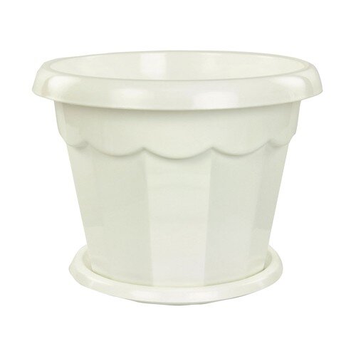 143588-РСВ (в уп.20шт.) - Горшок цветочный &quot;Гармон [01109824] 143588-РСВ (в уп.20шт.) - Горшок цветочный "Гармония" 4л.с поддоном (белый) М1411