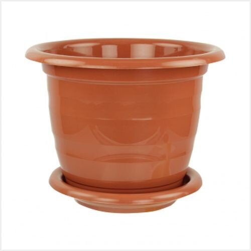 93137-РСВ (в уп.10шт.) - Горшок цветочный &quot;Виола&quot; [01090551] 93137-РСВ (в уп.10шт.) - Горшок цветочный "Виола" 10л. с поддоном (корич.) М1347