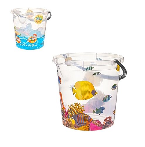 96800 (в уп.24шт.) - Ведро 12л, прозрачное с рис. [01110850] 96800 (в уп.24шт.) - Ведро 12л, прозрачное с рис. "Море/Рыбы" 09127, микс , материал: пластик.