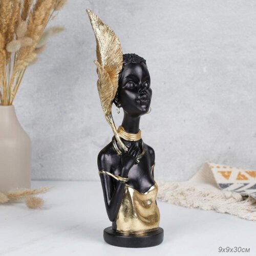 733258 (в уп.24шт.) - Статуэтка Африканка, Бюст 9х [01108793] 733258 (в уп.24шт.) - Статуэтка Африканка, Бюст 9х9х30см. / LY24301 /, материал: полистоун.