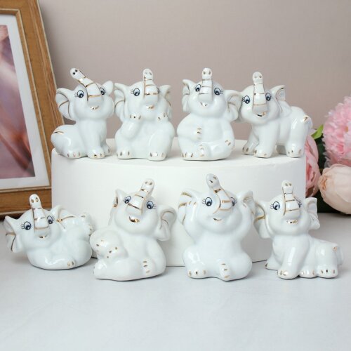 662974 (в уп.40наб.) - Фигурка слон 6,5см, набор 8 [01110768] 662974 (в уп.40наб.) - Фигурка слон 6,5см, набор 8шт. / W2060 /, материал: керамика.