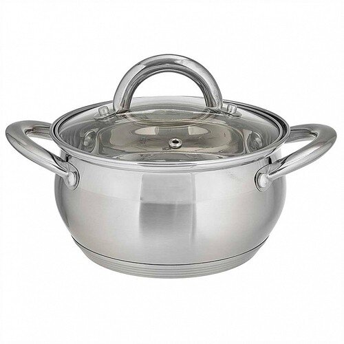 477262-РСВ (в уп.6шт.) - Кастрюля со стеклянной кр [01108640] 477262-РСВ (в уп.6шт.) - Кастрюля со стеклянной крышкой 1,9л. (d=16см, h=9см.) WEBBER, BE-351/2, материал: нерж.сталь.