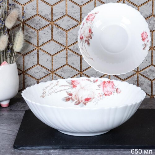 653679/1 (в уп.48шт.) - Салатник глубокий 650мл, 1 [01111463] 653679/1 (в уп.48шт.) - Салатник глубокий 650мл, 175мм. "Чайная роза" /TW-70XN (6916)/, материал: стеклокерамика.
