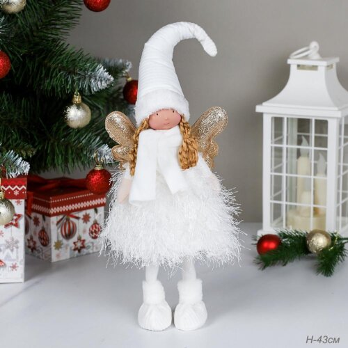 735372 (в уп.60шт.) - Фигурка Ангел 43см. / AW-15 [01110666] 735372 (в уп.60шт.) - Фигурка Ангел 43см. / AW-15 / белое платье, материал: текстиль, пластик.