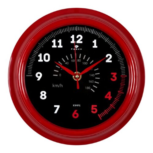 2121-150 (в кор.10шт.) - Часы настенные &quot;Спидометр [01098868] 2121-150 (в кор.10шт.) - Часы настенные "Спидометр" "Рубин", корпус красный, размер: 21*21см, материал: пластик, стекло, часовой механизм кварцевый, стрелки, плавный ход