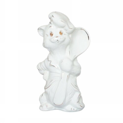 32718 (в кор.22шт.) - Копилка Кошка-поварёшка, гла [01093849] 32718 (в кор.22шт.) - Копилка Кошка-поварёшка, глазурь белая (без упаковки)