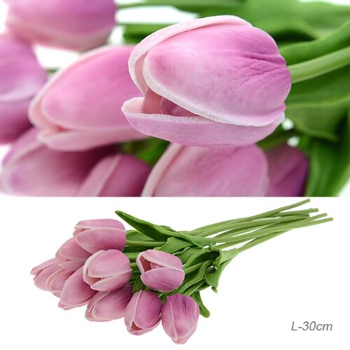 662956 (в уп.10/200шт.) - Цветок искусственный Тюл [01110021] 662956 (в уп.10/200шт.) - Цветок искусственный Тюльпан L=30см. светло-розовый /1205/  материал: латекс, вспененный ПВХ.