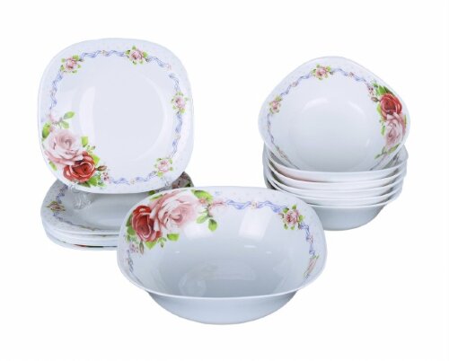 653701 (в кор.2наб.) - Столовый набор 13пр.квадрат [01089885] 653701 (в кор.2наб.) - Столовый набор 13пр.квадратный W/13/87595/XN (6870)/ (6 суп.тарел.19см, 6 плоских тарел. 21см, 1 салатник 24см.)