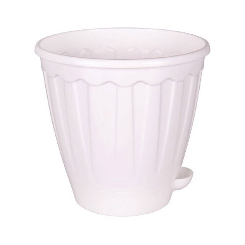 6094М (в уп.24шт.) - Горшок цветочный 3л. &quot;Рондо&quot; [01044603] 6094М (в уп.24шт.) - Горшок цветочный 3л. "Рондо" с поддоном (белый), размер: 190х190х185 мм