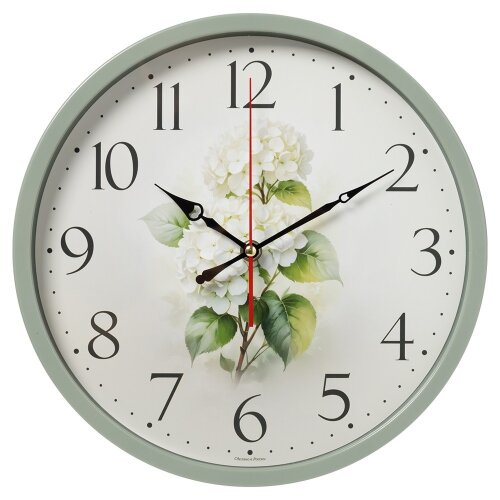 3027-047 (10) Часы настенные круг d=30см, корпус о [01110953] 3027-047 (10) Часы настенные круг d=30см, корпус оливковый "Гортензия", Рубин