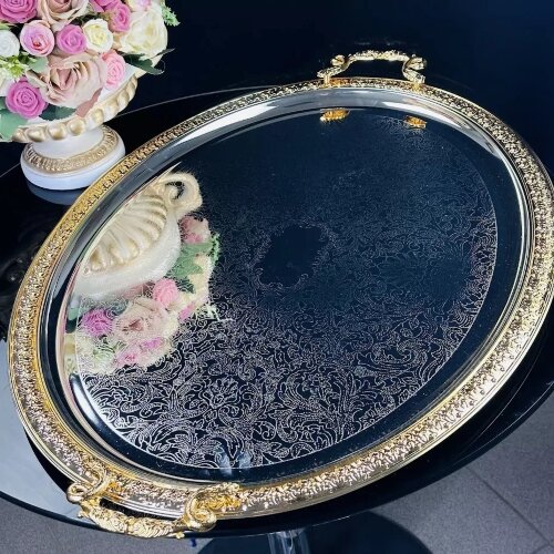 151-022 (в уп.4наб.) - Овальный поднос в подарочно [01107138] 151-022 (в уп.4наб.) - Овальный поднос в подарочной упаковке, размер: 68см, материал: нержавеющая сталь.