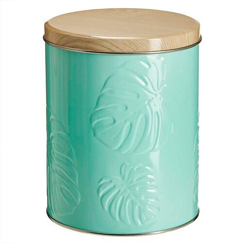 563620-РСВ (в уп.8шт.) - Банка жестяная 1,7л, с де [01110629] 563620-РСВ (в уп.8шт.) - Банка жестяная 1,7л, с декоративным покрытием для хранения чая, специй, сыпучих продуктов Моно мят монстера Ц-120h152v170-01949