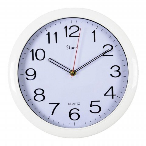 6026 WHITE (в кор.10шт.) - Часы настенные круг.&quot;Кл [01072692] 6026 WHITE (в кор.10шт.) - Часы настенные круг."Классика" 21 Век, корпус белый, размер: 30*30см, материал: пластик, стекло,часовой механизм кварцевый, плавный ход