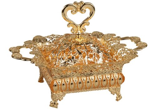 RNA-001011 (в уп.12шт.) - Ваза-конфетница золотая, [01087952] RNA-001011 (в уп.12шт.) - Ваза-конфетница золотая, размеры: 28х21х20см.