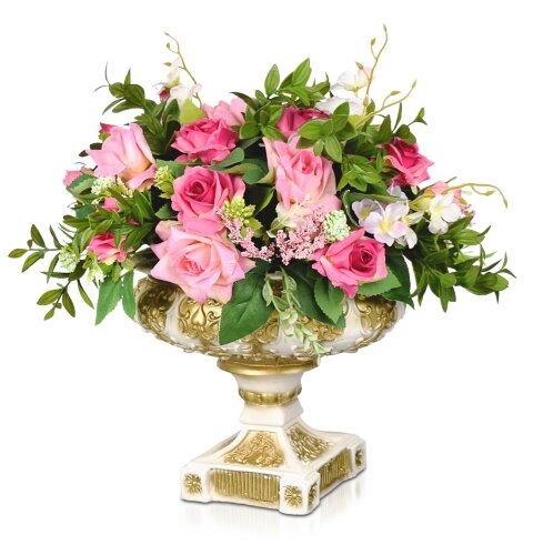 Цветочная композиция Вазон, размер: высота 45 см, [01094339] Цветочная композиция Вазон, размер: высота 45 см, ширина 45 см., материал: гипс  РУЧНАЯ РАБОТА