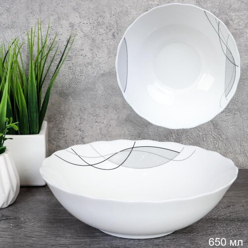 735519 (в уп.8наб.) - Салатник глубокий 650мл, 175 [01110792] 735519 (в уп.8наб.) - Салатник глубокий 650мл, 175мм, набор 6шт. /HW70 (2029)/ Абстракция Волны, материал: стеклокерамика.