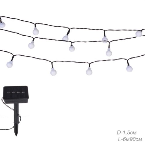 690385 (в уп.50шт.) - Гирлянда световая садовая с [01099264] 690385 (в уп.50шт.) - Гирлянда световая садовая с питанием от солнечных элементов 6,9м. / PM-6052 /